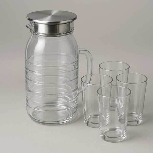 Glass Water Jug with 4 Glasses (Premium Quality)