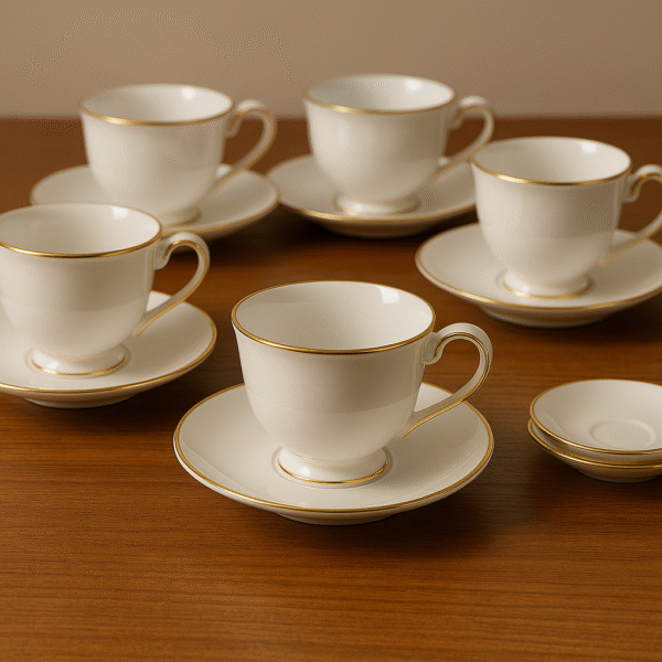 Bone China Tea Cup & Saucer Set (12 Pieces)